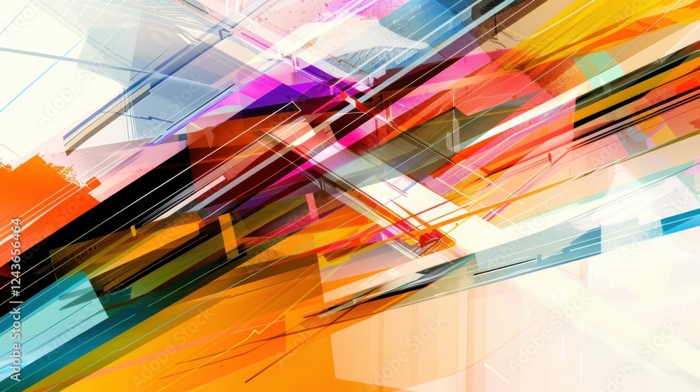 Poster abstract representations of business with overlapping layers and digital elements. stock photo --ar 