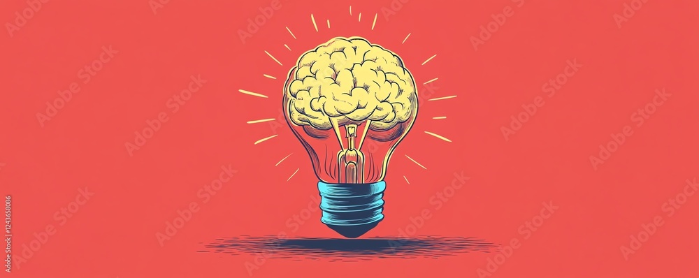Aufkleber brain and light bulb combination representing the connection between human intelligence and technolo