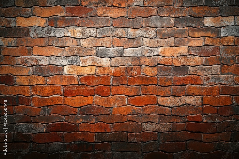 Poster textured close-up of old red brick wall with rustic charm showcasing unique patterns and weathered s