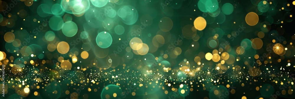 Aufkleber vibrant abstract background with blurry bokeh effect in green and gold tones for creative visuals an