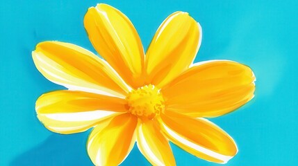Obraz premium Bright Yellow Flower with Vibrant Blue Background for Nature Themes