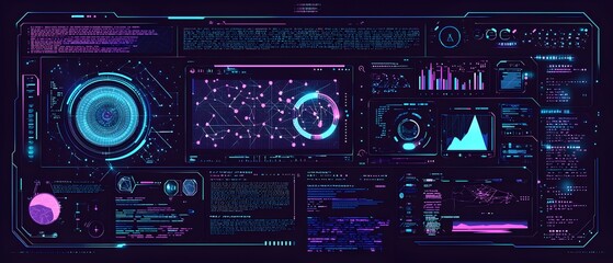 A computer monitor with a lot of different colored graphs and numbers