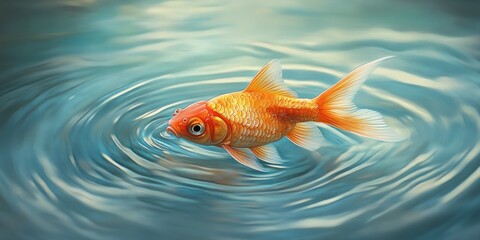 Serene Goldfish in a Calm Pond