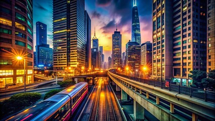 Fototapeta premium Urgent Global Economic Crisis Solutions: Night Cityscape Stock Photo