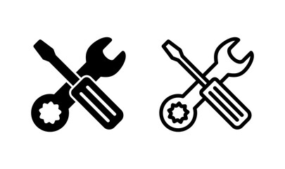 Tools icon logo design. tool sign and symbol. setting icon. Wrench and screwdriver. Service, repair