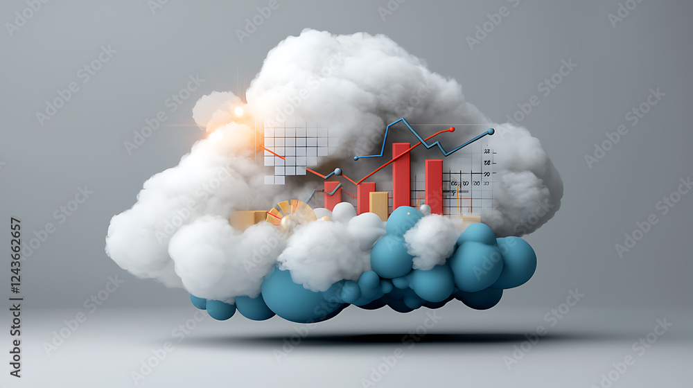 Poster analyzing data growth trends cloud computing environment infographic visualization digital analytics