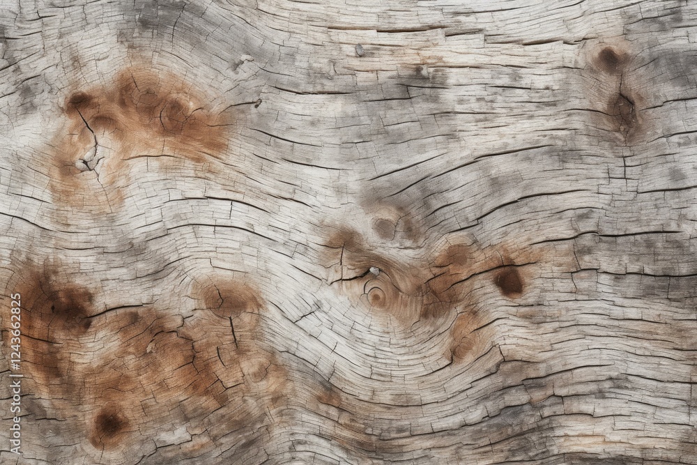 Poster close up view of weathered wood, highlighting intricate growth rings and cracks, creating a rustic a