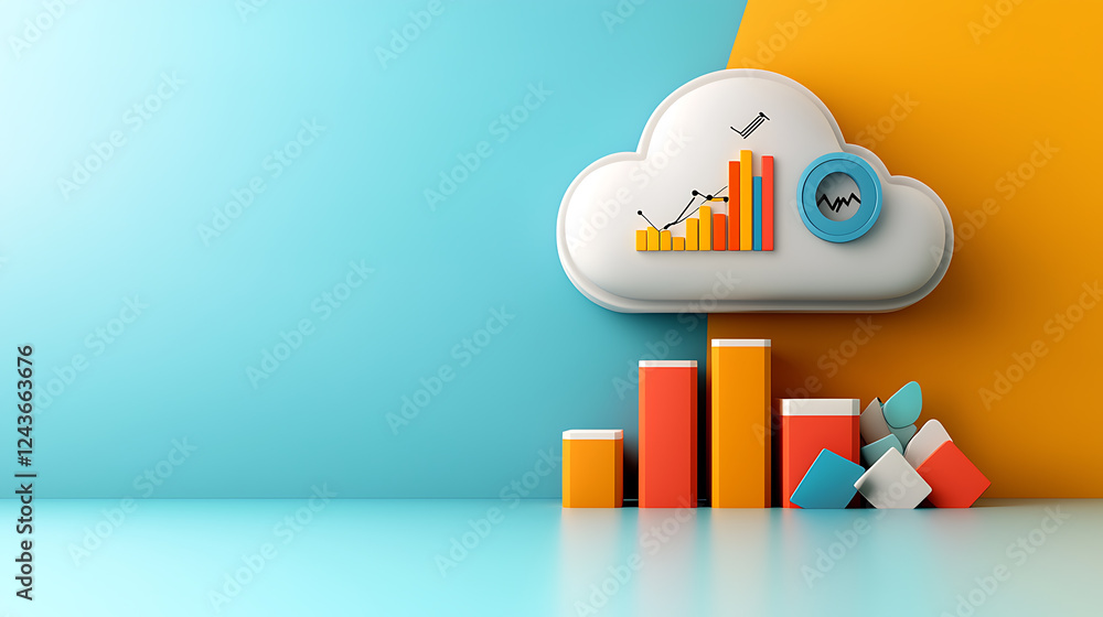 Poster data visualization and analytics trends business insights digital marketing modern workspace cloud c