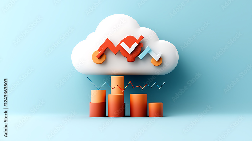 Poster analyzing growth trends in data visualization digital cloud environment infographic representation b