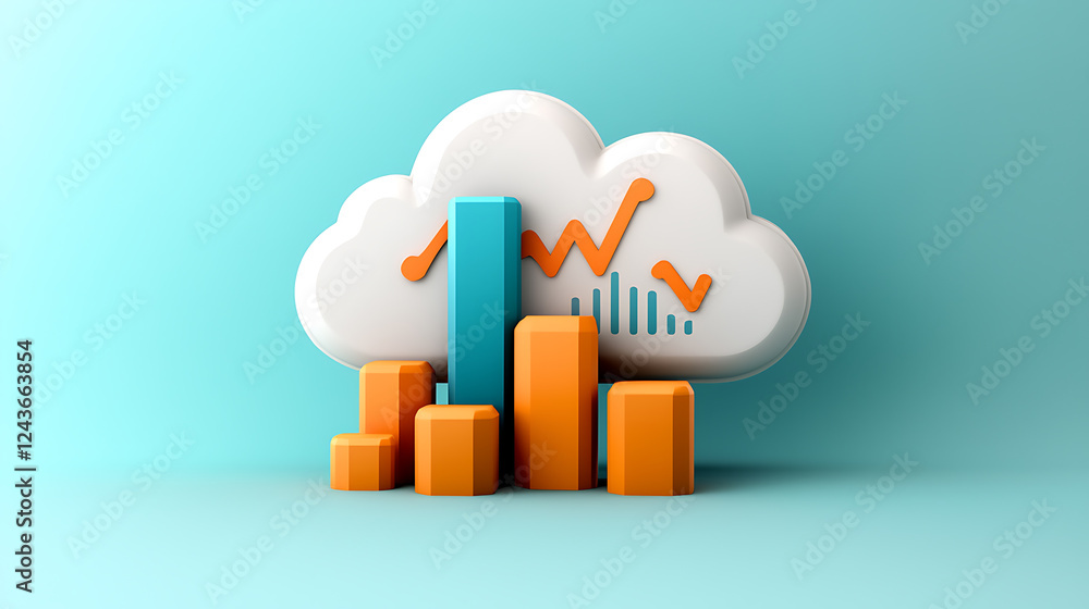 Aufkleber analyzing data trends digital cloud environment 3d visualization business analytics modern technolog