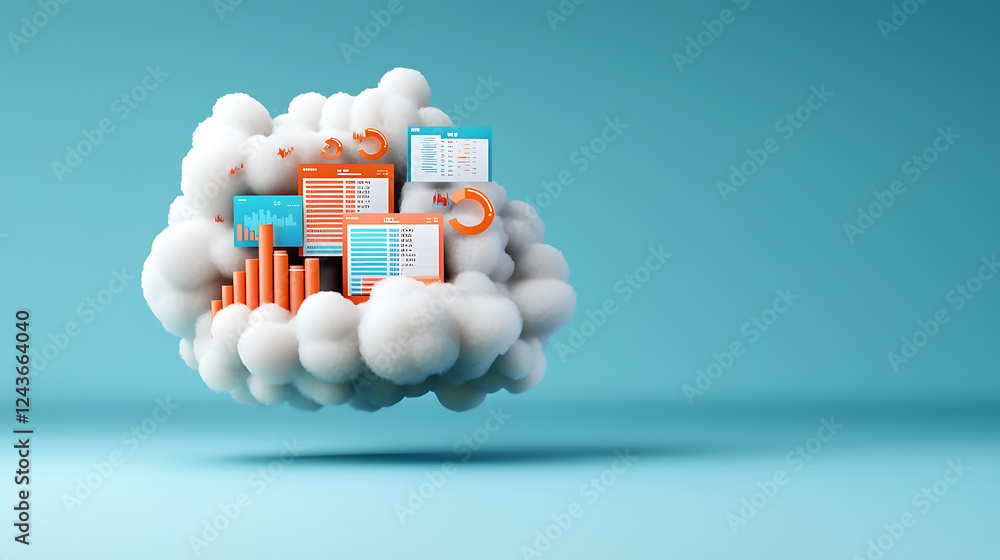 Poster data visualization insights creative cloud background digital artwork cloud environment isometric vi