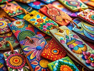 Fototapeta premium Vibrant Colorful Tags and Labels with High Depth of Field - Stock Photo