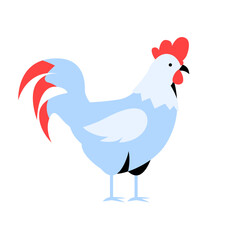 Rooster Standing In Flat Vector Illustration Symbolizing Poultry Farming, Rural Agriculture, And Domestic Birds, Isolated On White Background