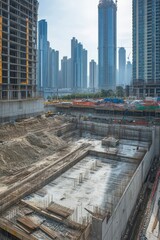 Fototapeta premium Urban High Rise Building Construction Site Progress