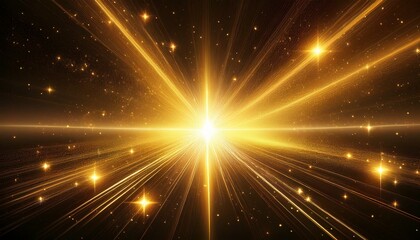 Naklejka premium a bright glow effect a golden shimmering star light isolated on a a sparkling starburst a star in the galaxy a yellow sun with rays