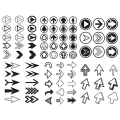 Arrow icon set vector illustration. Arrows vector collection. Arrow. Black arrow icons. Cursor. Different arrow signs.