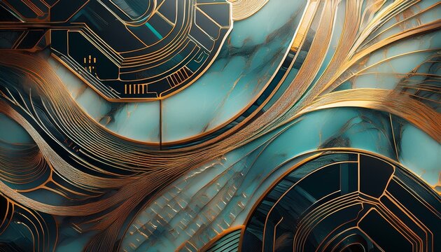 infuse technology into a marble background with abstract circuitry patterns combine sleek lines metallic textures and futuris