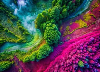 Vibrant Pink Magenta Green Noise Texture Abstract Aerial Photography Background