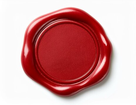 red wax seal with empty area isolated on white background