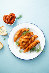 Homemade tandoori chicken on a plate