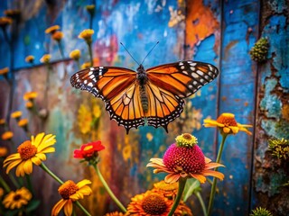 Obraz premium Vibrant Spring Butterfly on Flower - Urban Exploration Photography