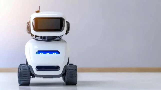 Innovative robot design showcased indoors with modern features and sleek aesthetics