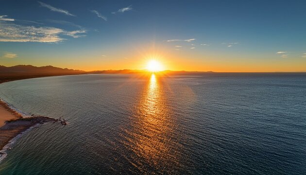 the sunrise illuminates the sea of cortez in el sargento baja california sur mexico