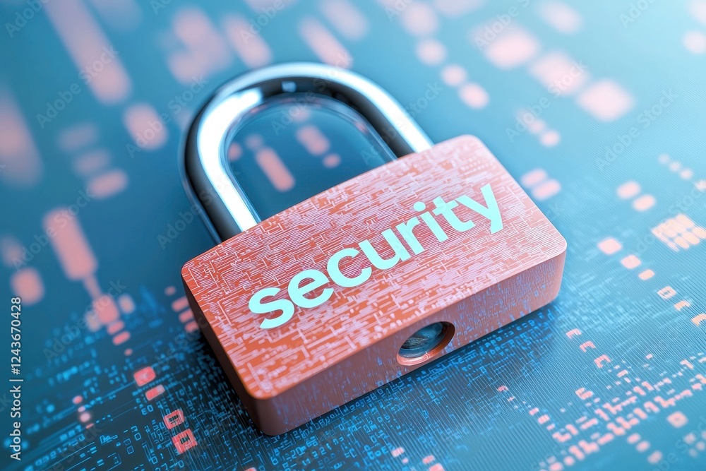 Poster a padlock with the word 