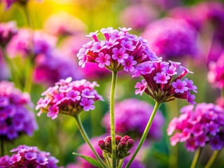 Obraz premium Vibrant Verbena Blossoms in Summer Garden - Rule of Thirds Composition