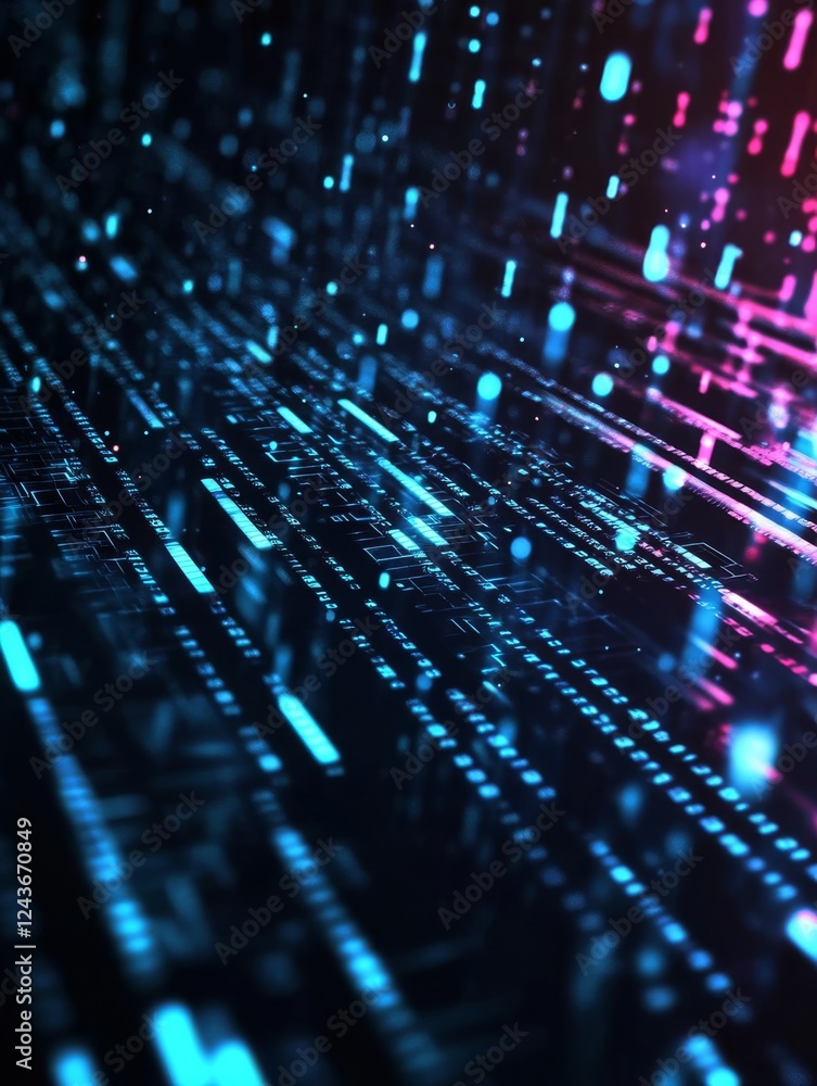 Poster a vibrant and engaging digital background that is perfect for showcasing various tech processes, int