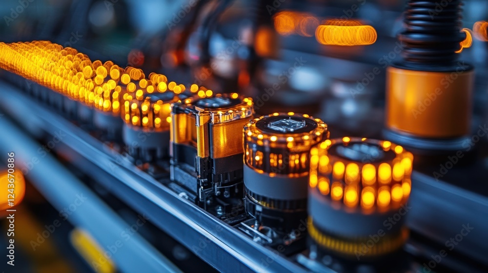 Poster close-up of illuminated control panels in an industrial setting showcasing automation technology