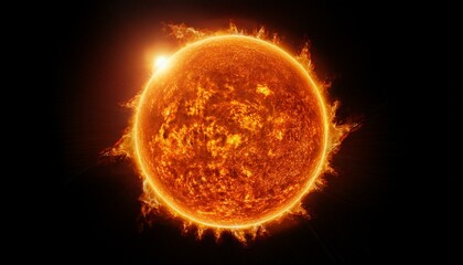 a black backdrop highlights the sun which is ablaze with solar flares