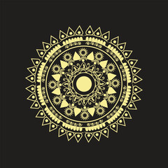 mandala art with luxury golden circle frame transparent vintage gold circular pattern.