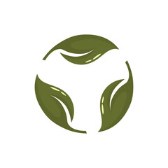 Green leaf arrow rotation vector illustration Recycle leaf icon Recycling ecology. Three Leaves Cycles