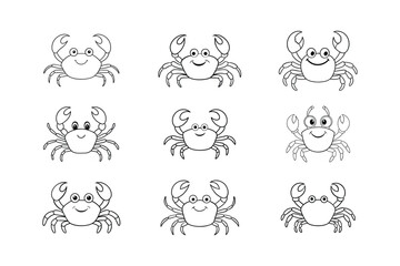 Set of Crab line art illustration