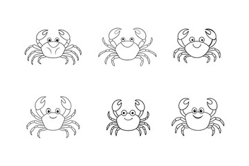 Set of Crab line art illustration
