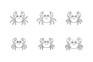Set of Crab line art illustration