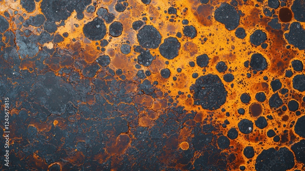 Poster effective strategies for cadmium immobilization. rusty metal surface with orange and black textures 