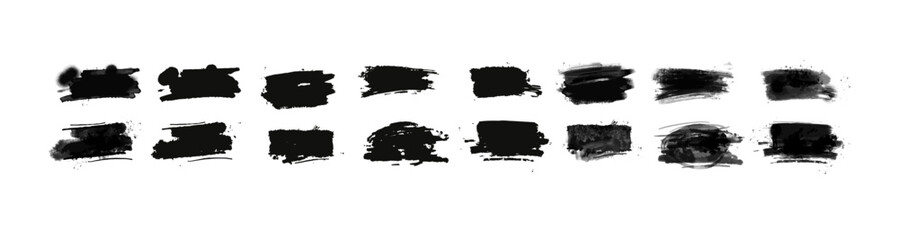 Black Ink Splatter and Brush Strokes, Grunge Paint Texture for Graphic Design, svg set isolated on white background