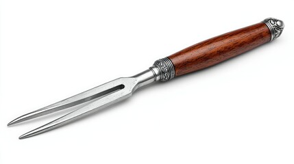 Obraz premium Elegant Two Tined Meat Fork With Wooden Handle