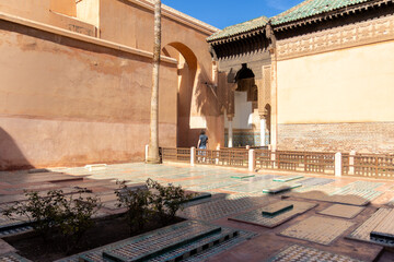 Obraz premium Tombeaux saadiens, the Sadite tombs of Marrakesh date from the time of the great Sadite sultan Ahmed al-Mansur. The mausoleum protects the bodies of sixty sadites.