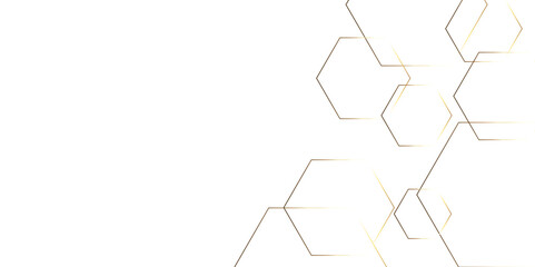 Abstract white background with golden  hexagons seamless pattern and geometric in vector design. Futuristic blue neon honeycombs. Modern technology design .Minimal style website banner, decoration .