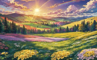 autumn landscape with mountains, Heavenly Landscap