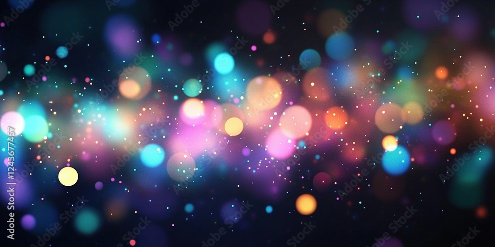Poster multicolor bokeh background with rain effect on a dark surface creating a dreamy ethereal ambiance o