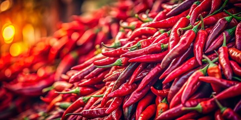 Fototapeta premium Vintage Photo: Vibrant Red Chili Pepper Slices Cascade - Culinary Still Life