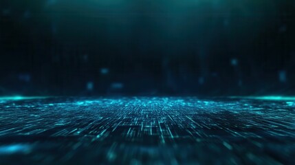 Abstract Blue Digital Background with Glowing Particles