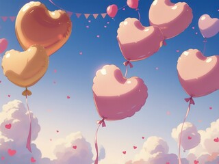 seamless pattern with balloons and hearts