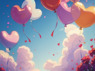 red balloons in the sky