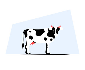 Holstein Cow Standing in Flat Vector Illustration Symbolizing Dairy Farming, Livestock, and Agriculture, Isolated on White Background