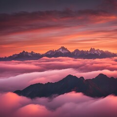sunrise over misty Mountains